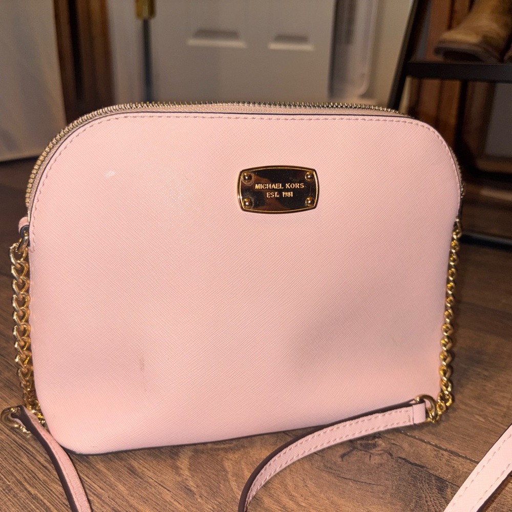 Michael Kors Blush Pink Crossbody Bag with Gold Accents
